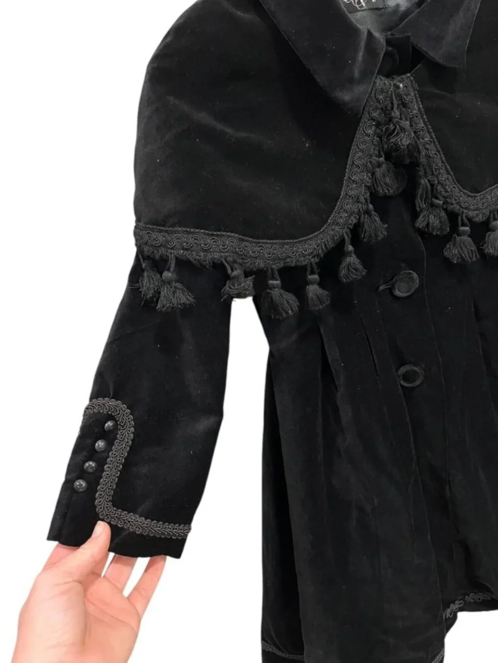Elebini Girls Coat & Cape Set Black Velvet with Trim Size 6 Great Condition